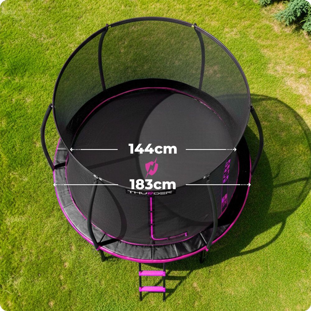 Thunder Gartentrampolin Ultra 183 cm 6 ft Innennetz 150 kg Rosa Schwarz