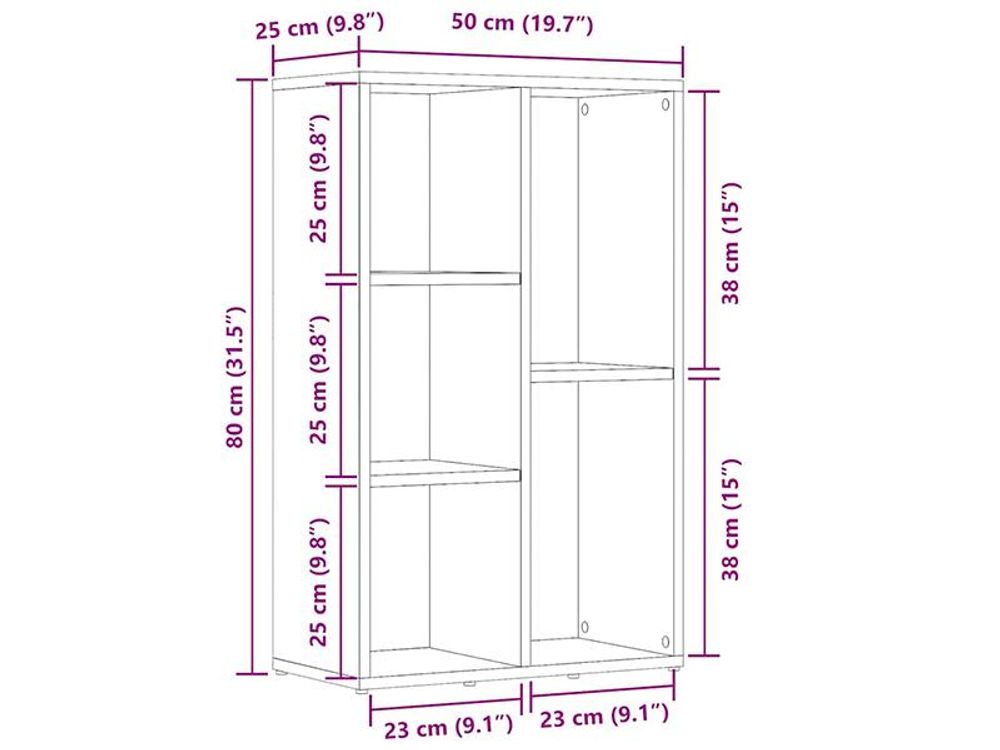 Libreria/Sideboard Bianco 50x25x80 cm Materiale a base di legno