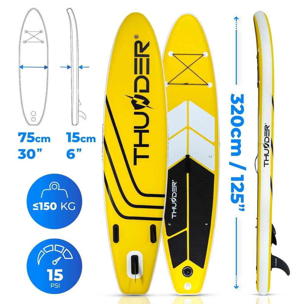 Thunder Coast Yellow Stand Up Paddle Board 320 x 75 x 15 cm Gelb 150 kg