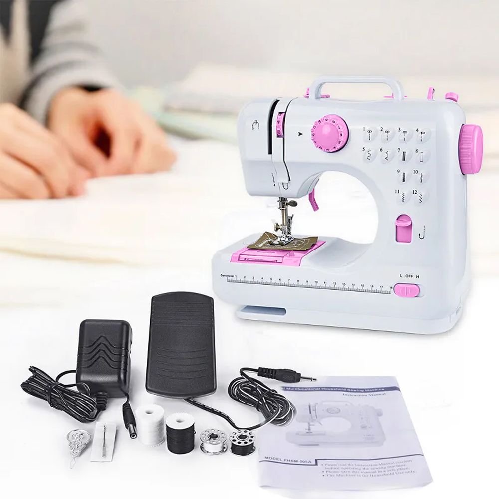 Elektrische Nähmaschine Tragbar Mini-Nähmaschine 2 Geschwindigkeit Mini Reisenähmaschine Nähen Maschine Doppelgewinde Foot Pedal Fusspedal Retoo