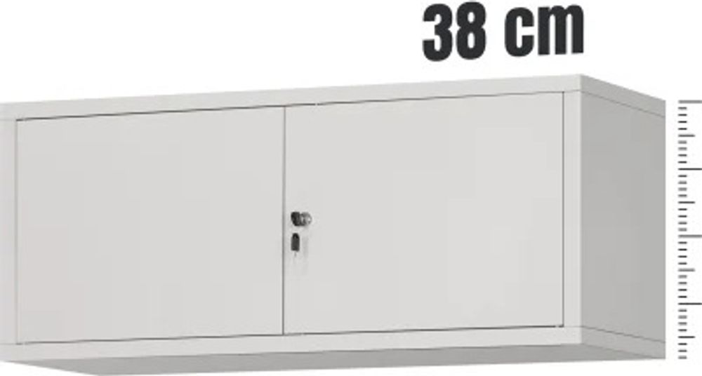 Aktenschrankaufsatz Aufsatz für Aktenschrank Büroschrank Metall Pulverbeschichtung Flügeltüren 38 x 90 x 40 cm Farbe: Grau