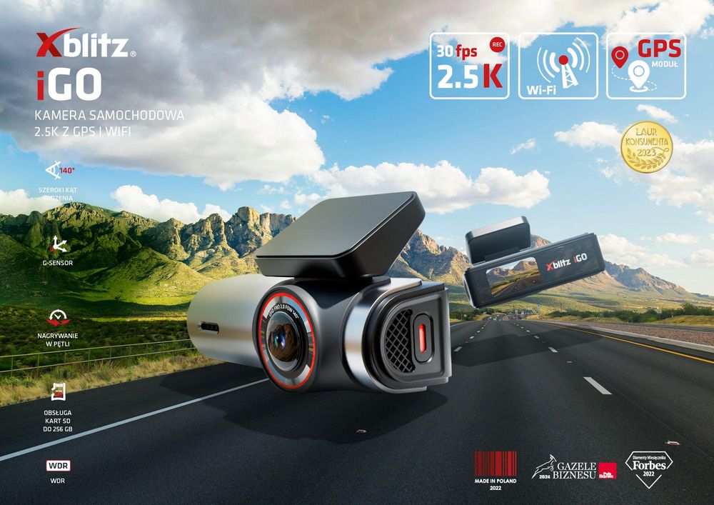 Xblitz iGO – kamera samochodowa 2.5K z GPS i Wi-Fi