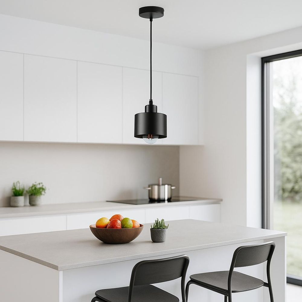 MasterLED LED Pendelleuchte Schwarz E27 – Minimalistische Hängelampe für Esstisch, Küche & Flur
