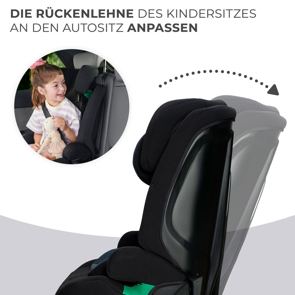 Kinderkraft SAFETY FIX 2 i-Size - Autokindersitz Autositz 76-150 cm - R129 Norm - ISOFIX - TOP TETHER - H-GUARD - SPS - 12-fach Kopfstütze - Schwarz