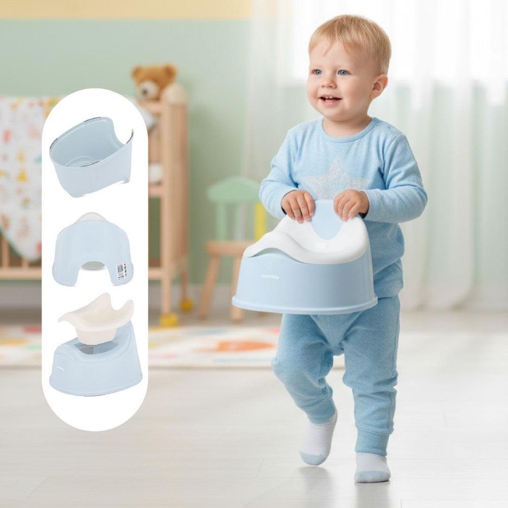 Niño sonriente y detalles del orinal con inserto extraíble