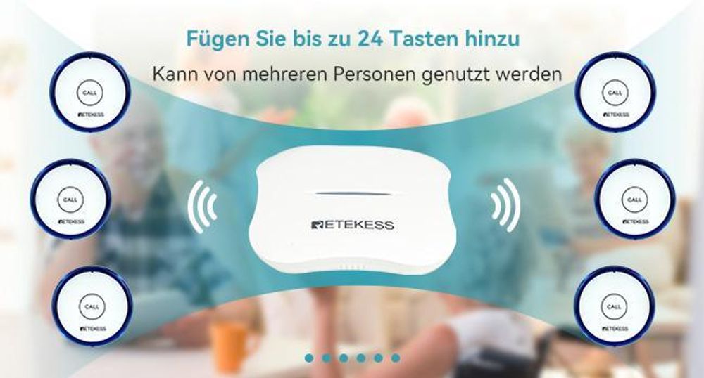 Retekess TH011-TH013 WiFi Smart Notrufknopf für Senioren, SOS Notrufknopf für Senioren Auf Handy, Zwei Mainframe Netzteile, Mobiler APP Empfang