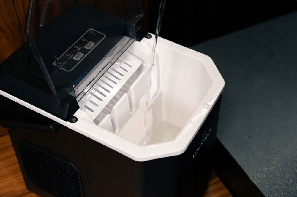 LEHMANN Eiswürfelmaschine für Zuhause, Party und Büro, 9 Eiswürfel in 6–8 Minuten, 2 Größen, 12kg in 24 Stunden, mit tragbarem Griff