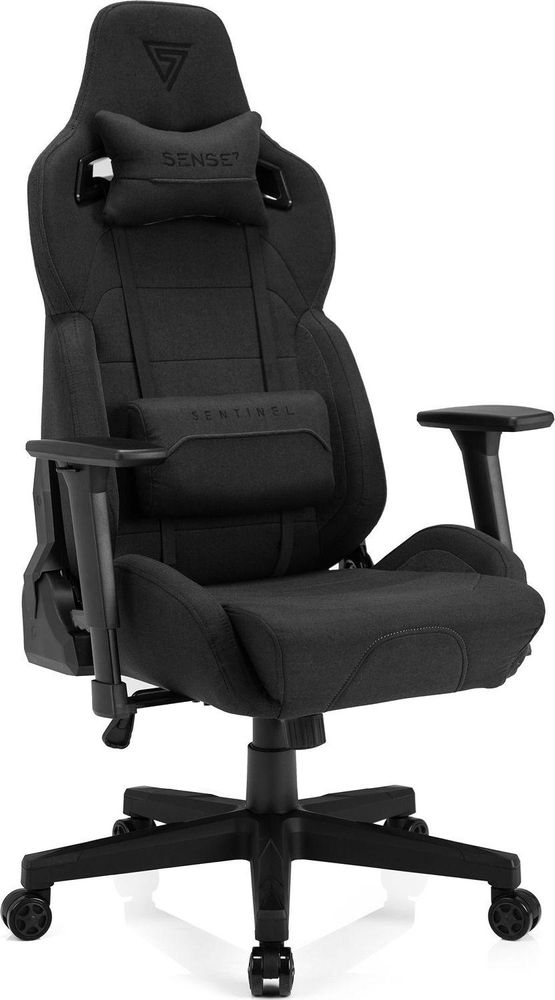 Fotel gamingowy SENSE7 Sentinel – ergonomiczny fotel biurowy z podłokietnikami 3D, pochyleniem 160°, funkcją kołysania, wyściółką HDE™, siłownikiem gazowym, nośność do 150 kg, kolor czarny