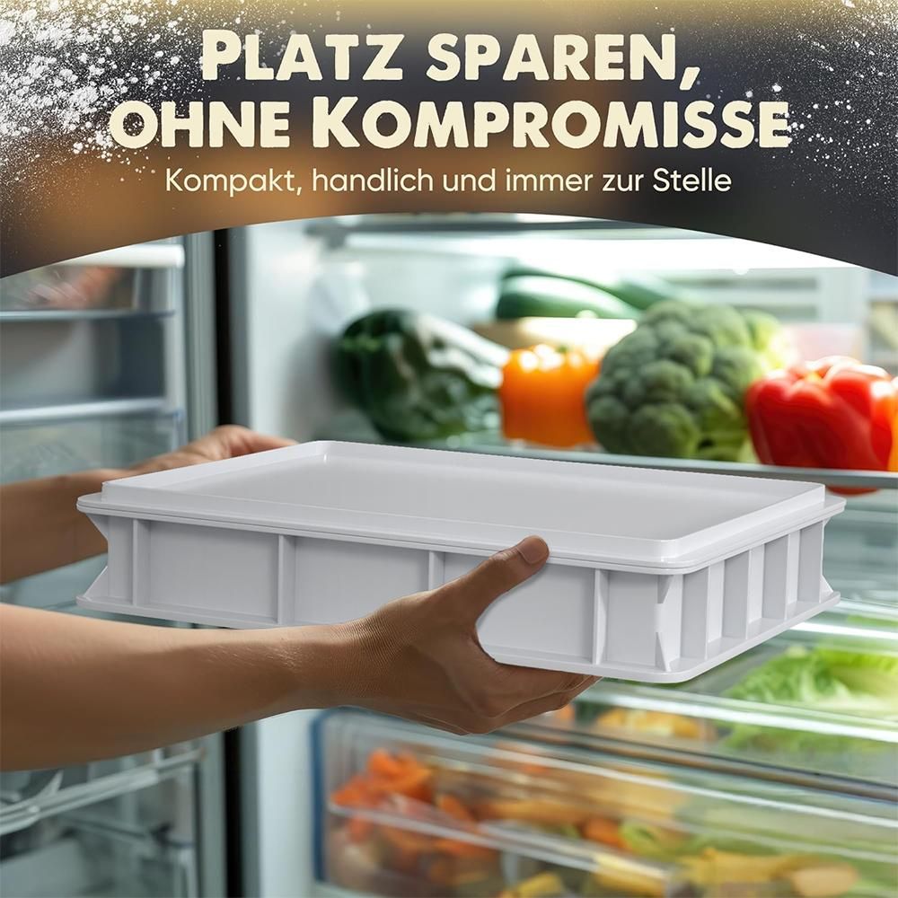 3x Pizzaballenbox mit Deckel, 40x30x7,5 cm | Gärbox, Teigwanne für Pizzateig.Teigbox für 6 Pizzaballen, Pizzateigbehälter