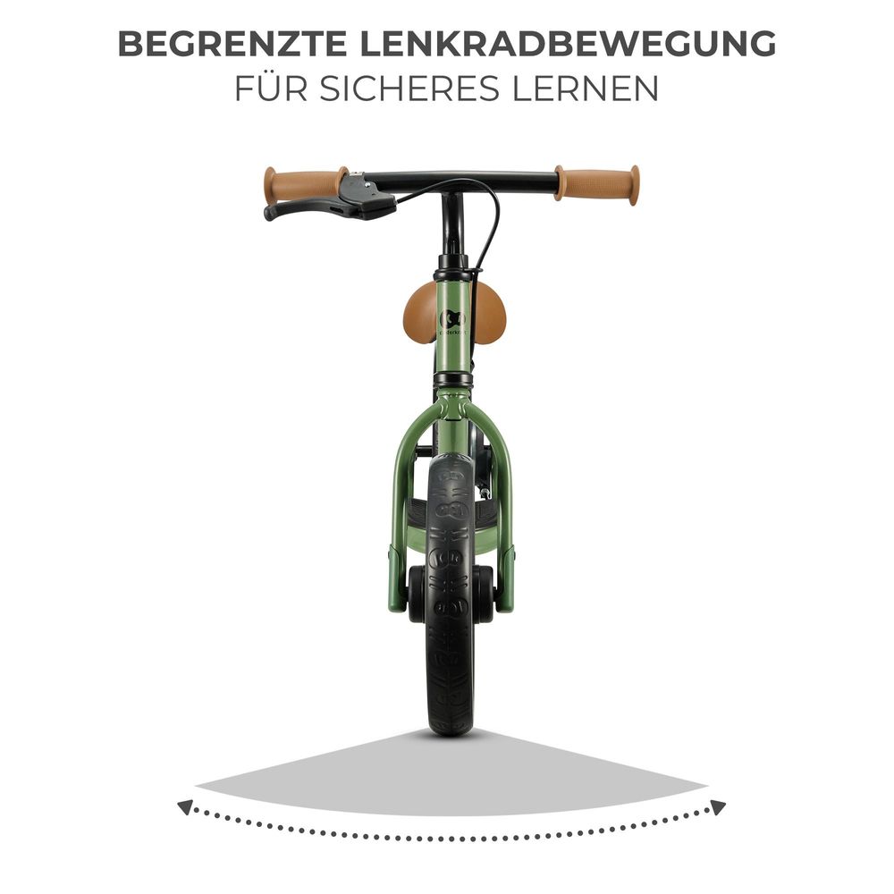 Kinderkraft SPACE Laufrad - Leicht, mit Handbremse - EVA-Schaumstoffräder - Verstellbarer Sattel und Lenker - Für Kinder ab 80 cm - Grün