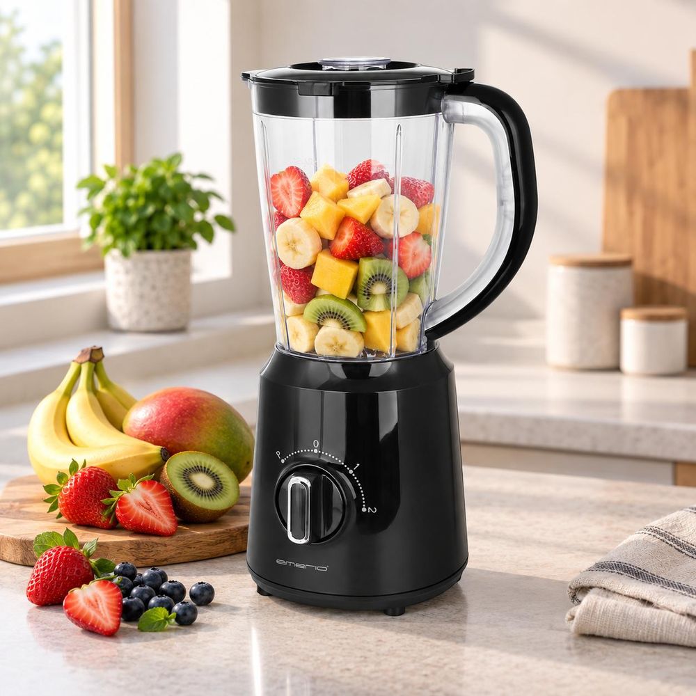 Emerio Blender BL-124816.8 – 1,5 L – 500 W – 2 Snelheden – RVS Messen – Zwart