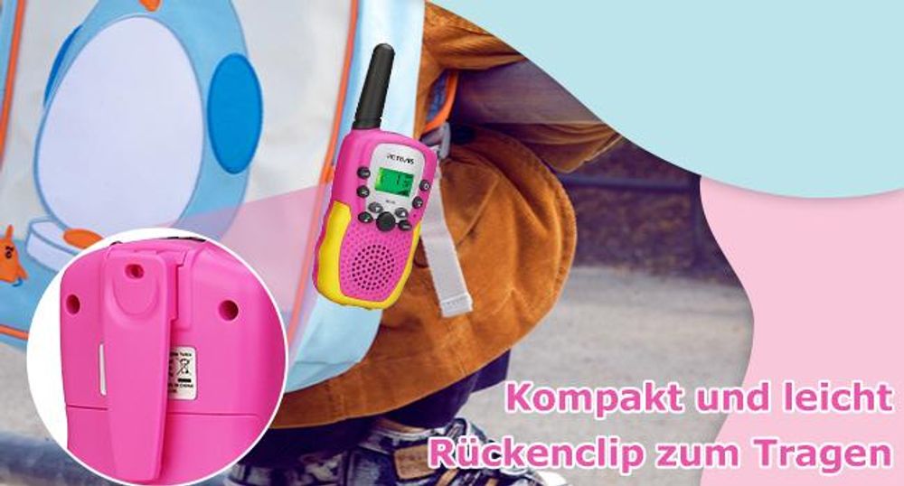Retevis RA618 Walkie Talkie Kinderspielzeug, für 6-12 Jahre Mädchen Jungen, VOX Taschenlampe 10 Ruftöne, Ostergeschenke Wandern Radfahren Abenteuer