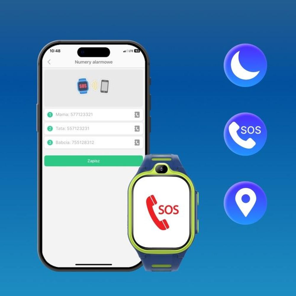 Smartwatch Forever GPS WiFi 4G Kids Boost KW-530 Niebieski AI SOS IPS 2.0" nanoSIM 2Mpx G-Sensor IP67 GeoFencing VideoCall 800 mAh