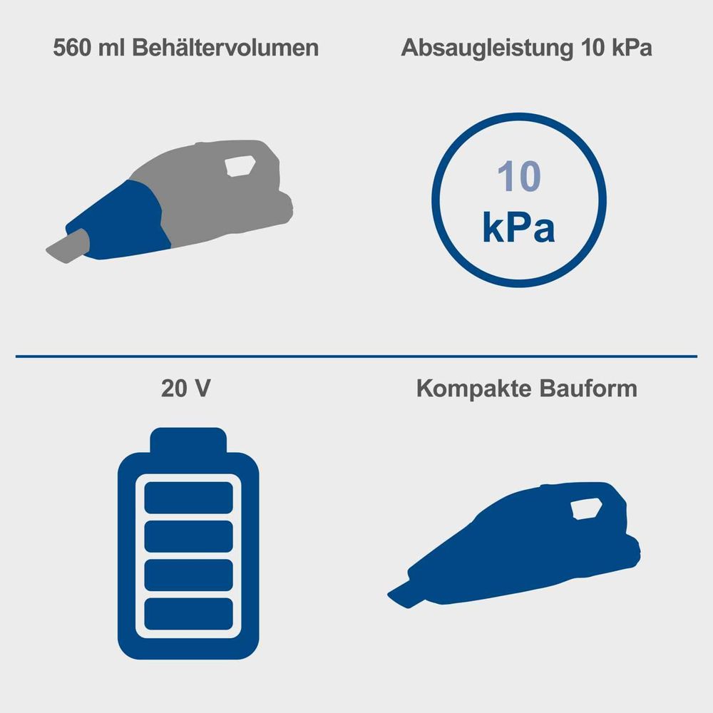 Scheppach Akku Handstaubsauger C-HVC150-X - 20V IXES | 560ml Fassungsvermögen | Faltenfilter F9 | 10kPA Saugleistung | ohne Akku & Ladegerät