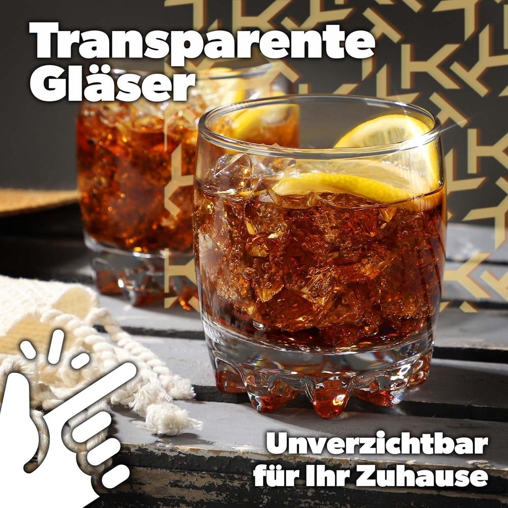 KADAX Wassergläser, Set de 6, Trinkgläser, Saftgläser aus Glas, robuste Gläser für Wasser, Saft, Garten, Party, Drink, Bier, Universalgläser, Cocktailgläser, Getränkegläser (Nadia, 300ml)