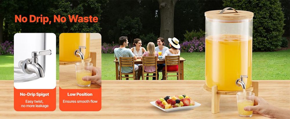 VEVOR Getränkespender, 11,4 Liter Getränkespender für Partys, Kunststoff-Saftspender mit Auslauf und Deckel, Eistee-Limonade-Saft-Wasserspender, für Restaurants, Hotels, Partys, 2er-Pack, 8 L