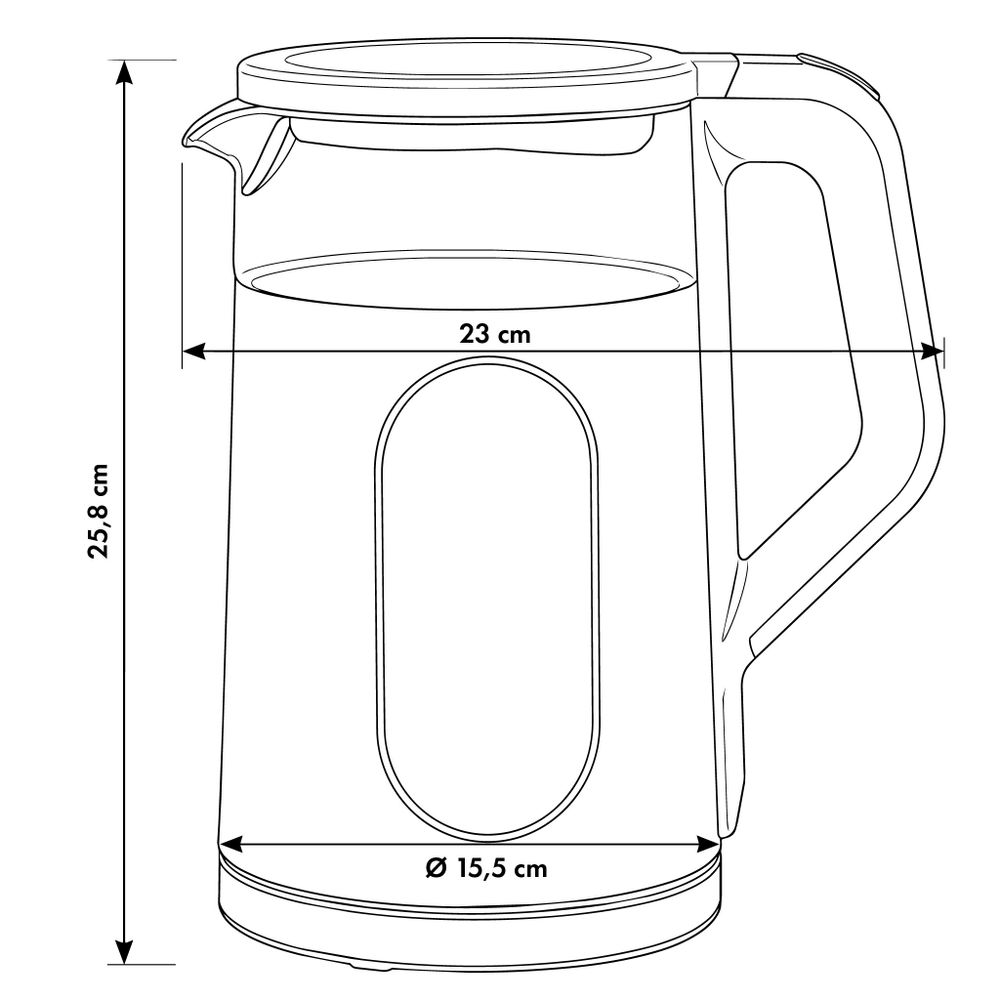 GreenBlue kabelloser Wasserkocher 1,7 l Fassungsvermögen Glasbehälter gut ablesbares Display Temperaturwahl 2200 W GB670 B