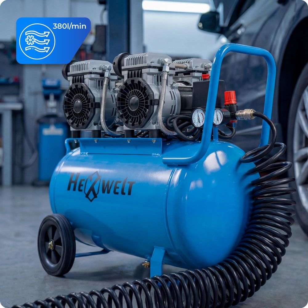 Kompresor Bezolejowy Hw – 4 Tłoki | 380 L/Min | 50 L | 8 Bar | 3 Kw | Model Hw-Kbo-4T-50L | Warsztatowy Półprofesjonalny