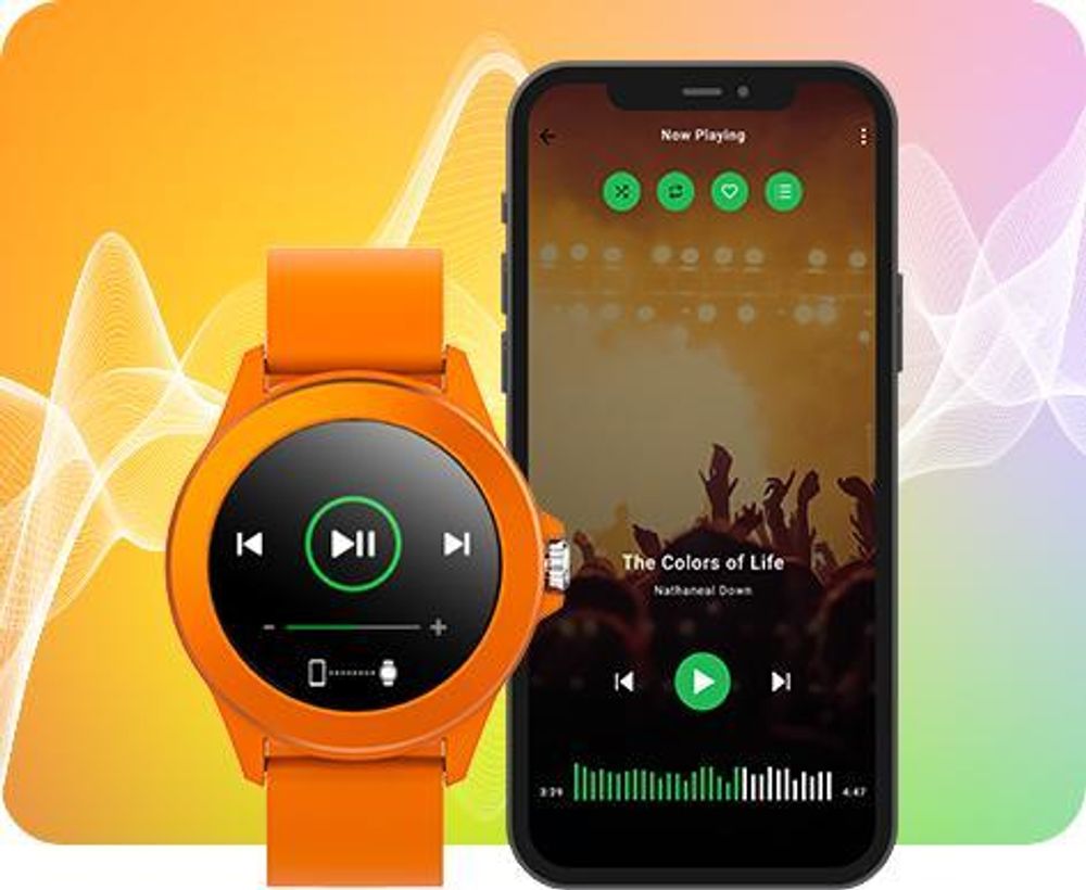 Forever Colorum CW-300 Smartwatch Tracker Wodoodporny IP68 Wielofunkcyjna bransoletka Zegarek Bluetooth sterowanie muzyką dla Android iOS Pomarańczowy