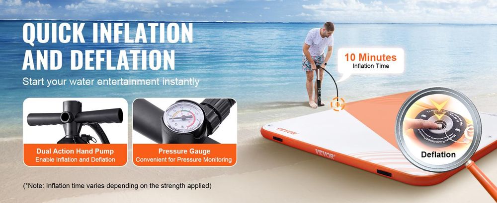 VEVOR Aufblasbarer Schwimmdock, 15 x 6FT Aufblasbare Dockplattform, Rutschfeste Wasser-Schwimmdockmatte mit Tragetasche & Abnehmbarer Leiter, Schwimmplattform Insel Floß für Pool Strand Ozean, 10 x 10 ft