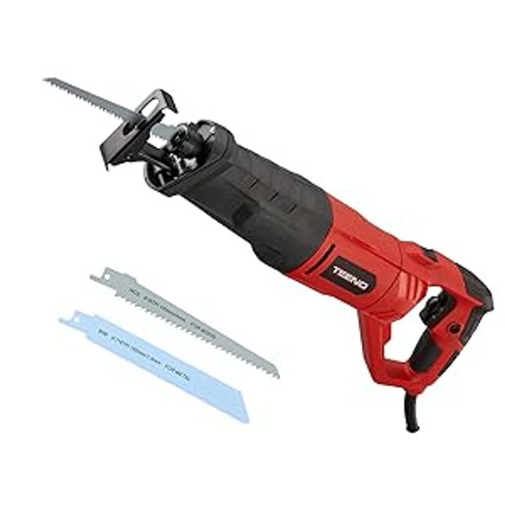 TEENO Säbelsäge 850 W, Universalsäge mit Kabel, mit Drehgriff,  LED, variabler Geschwindigkeit, 2 Sägeblätter für Holz und Metall