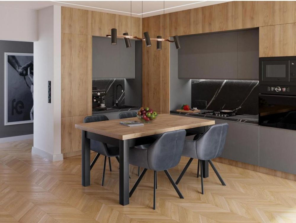 Furneo | Esstisch -  Ausziehbarer Tisch - HERMES - 80x140/180 cm - Wotan Eiche - Stilvoll und Robust - für Küche und Esszimmer – Loft