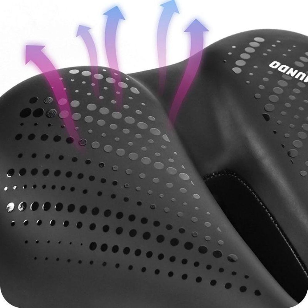 MUNDO® Fahrradsattel S4 Komfortsattel – ergonomisch, wasserdicht, mit Belüftung & Stoßdämpfung, breiter weicher Fahrradsitz mit Reflektor, schwarz