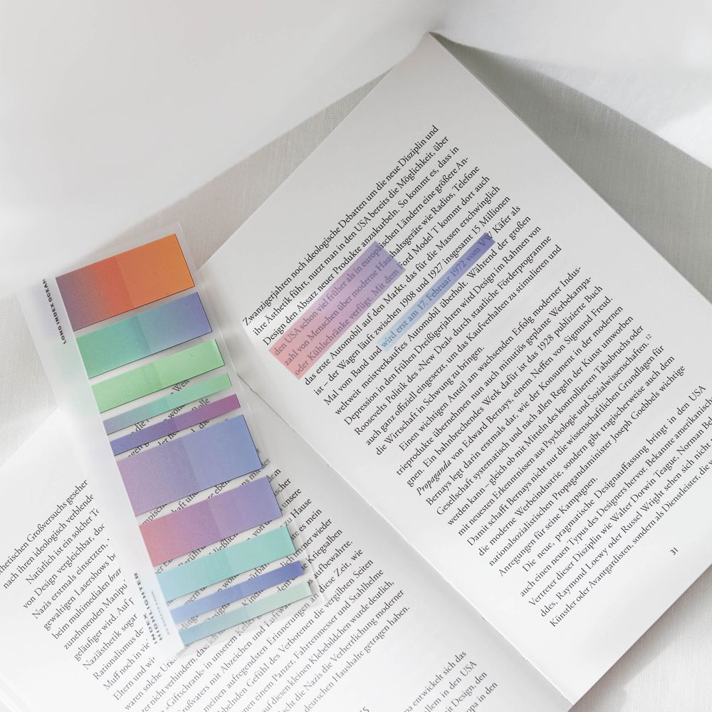 Ordinate-Meeresmelodie Farbenrauch Lange Sticky Notes | Haftnotizen Tabs | Streifen zum highlighten | Textmarker | Lesezeichen