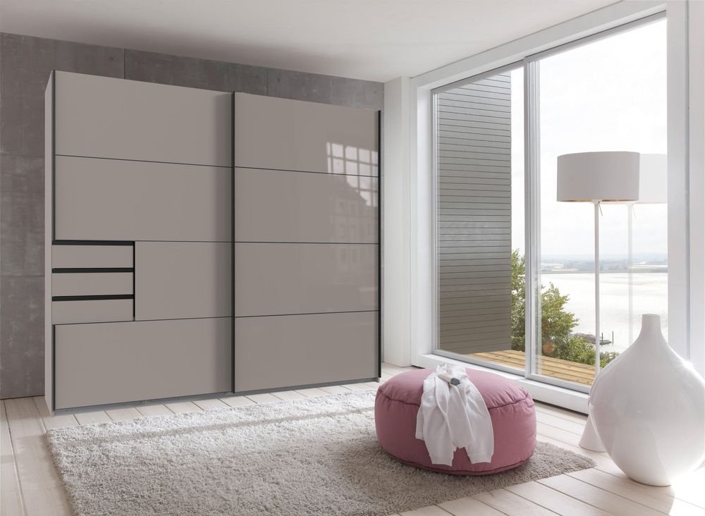 Tilburg – Schlafzimmer-Set mit LED-Kopfteil und Schwebetürenschrank