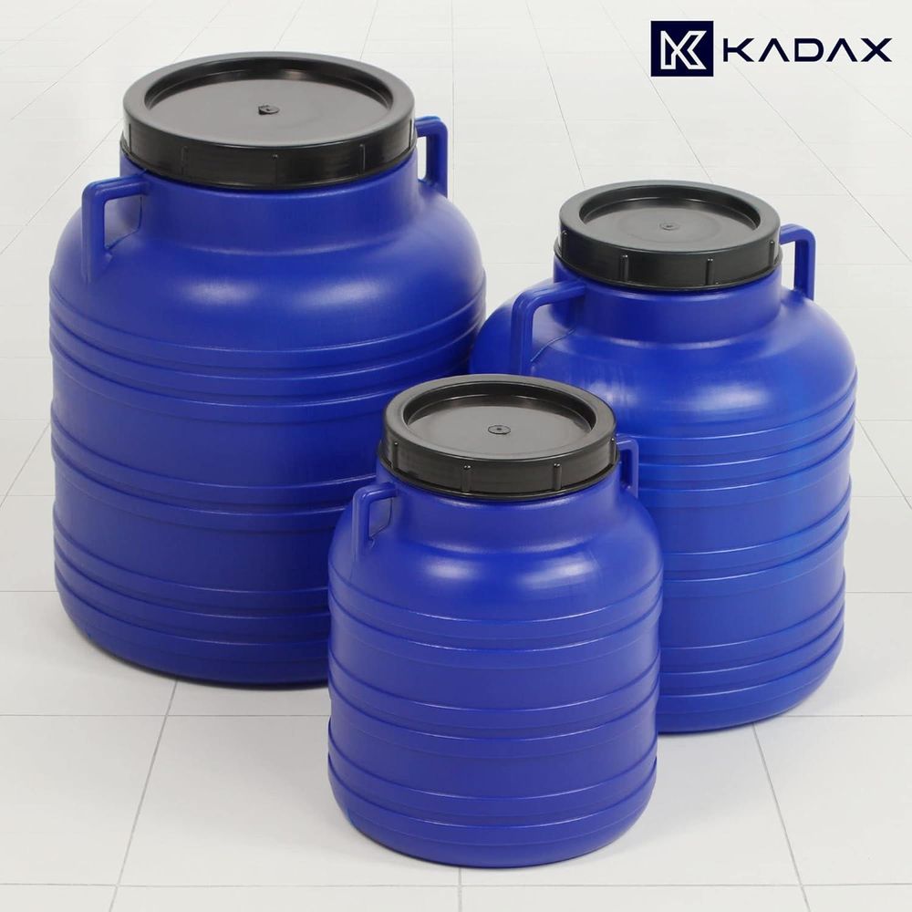 KADAX Regenwassertonne "Odda", Plastikfass, Weithalsfass, Blau, 10L