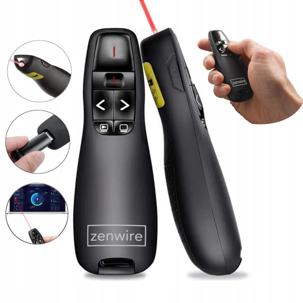 Laserpointer - kabellos - Fernbedienung für Präsentationen - Laser - USB - Schwarz - Plug and Play