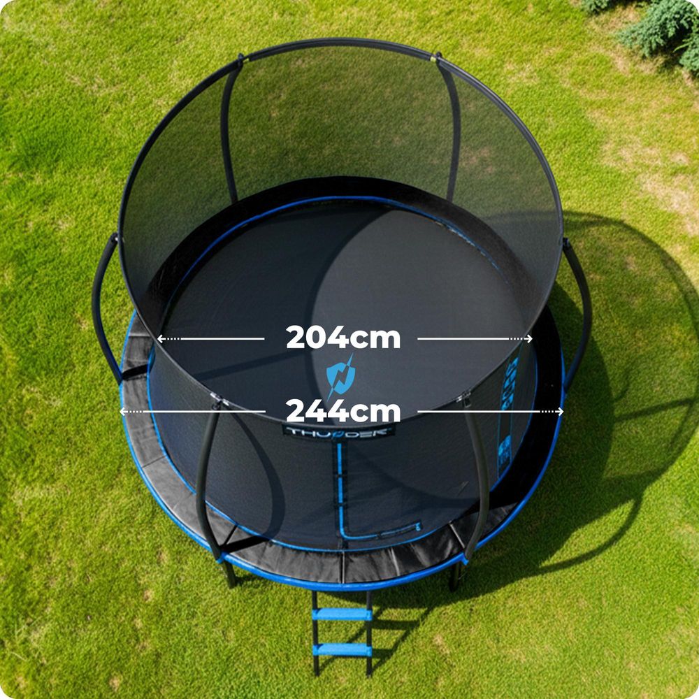 Thunder Trampolino da giardino Ultra 244 cm 8 ft rete interna 150 kg Nero Blu