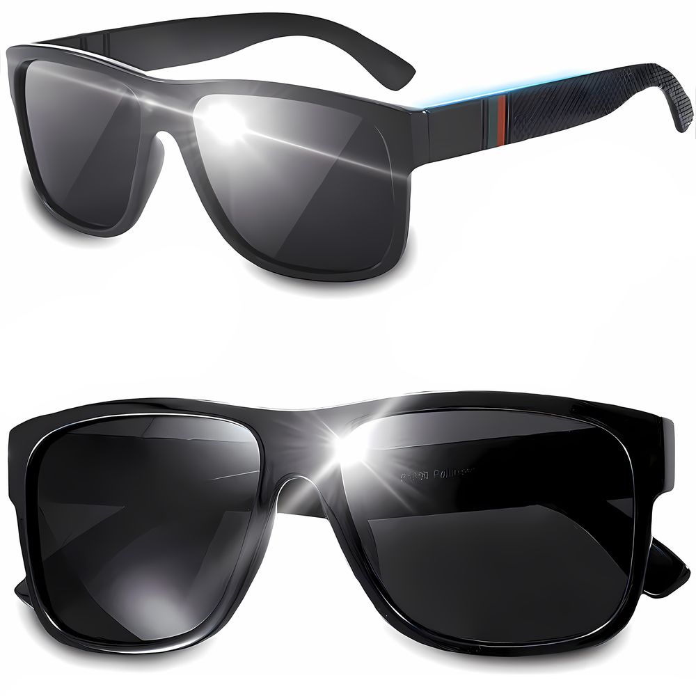 Polarisierte Sportbrille Sonnenbrille Fahrradbrille mit UV400 Schutz für Herren Autofahren Laufen Radfahren Angeln Golf Schwarz Retoo