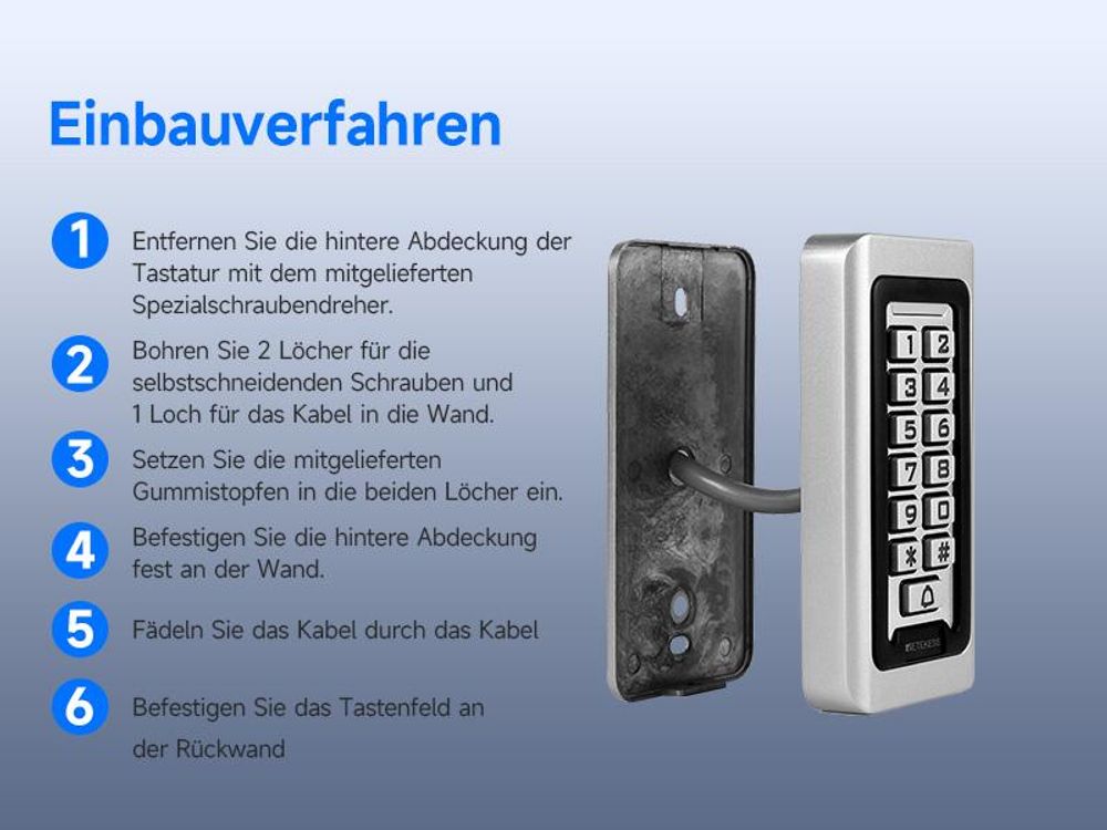 Retekess T-AC03 Codeschloss Türschloss, Codeschloss Garagentor, Wasserdichte RFID IP68, Codetaster  Garagentor, für Fabrik Warehouse Wohngebäude Bank