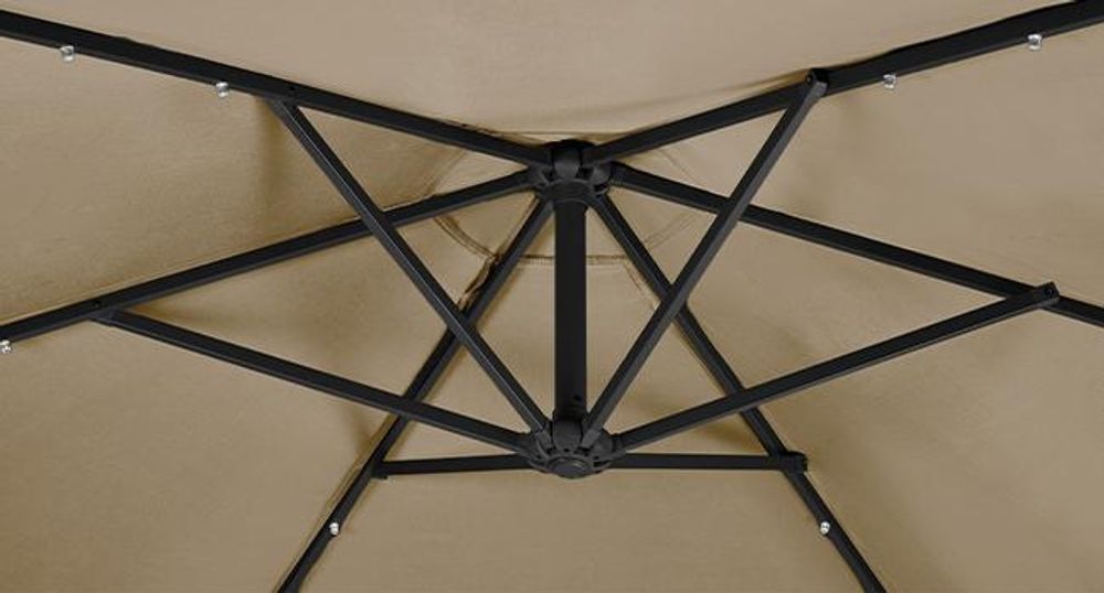 SONGMICS Sonnenschirm Ø 300 cm mit LED-Solar-Beleuchtung UPF 50+