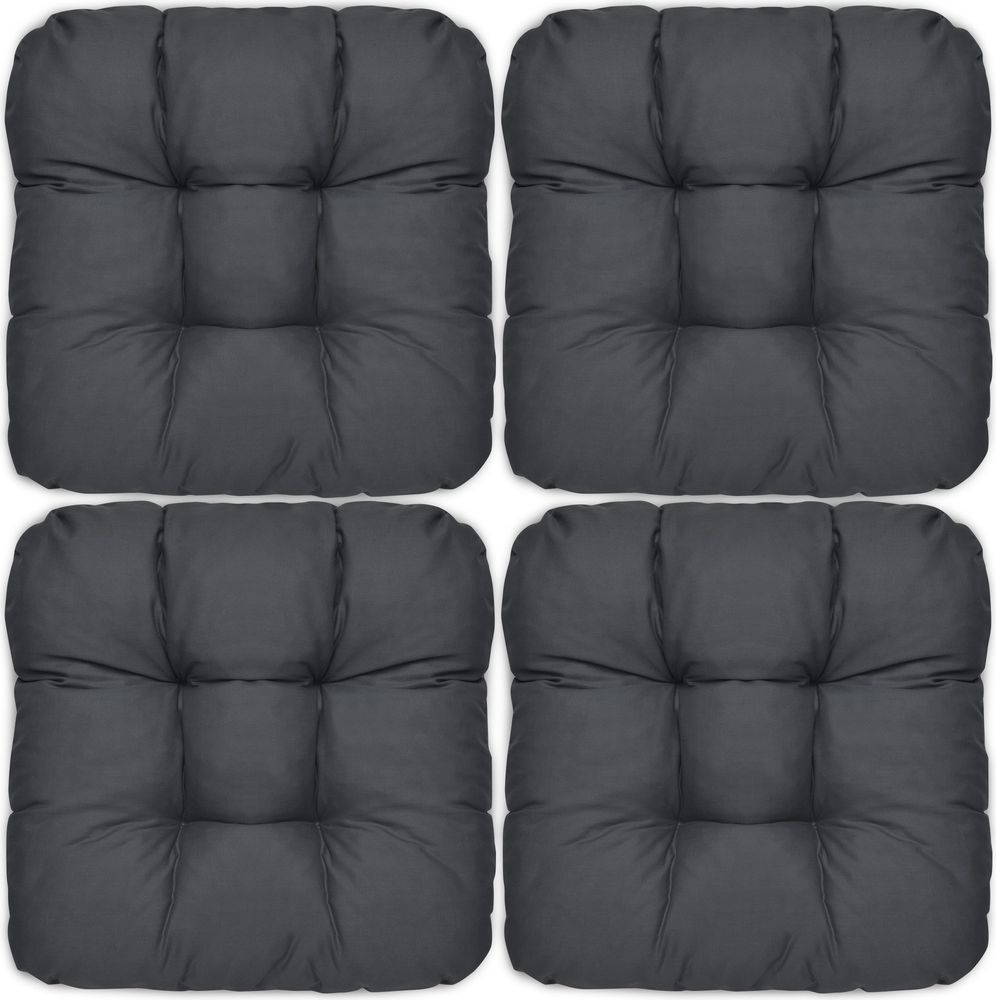 Beautissu 4er Set Sitzkissen Lisa Anthrazit, 40x40x8cm