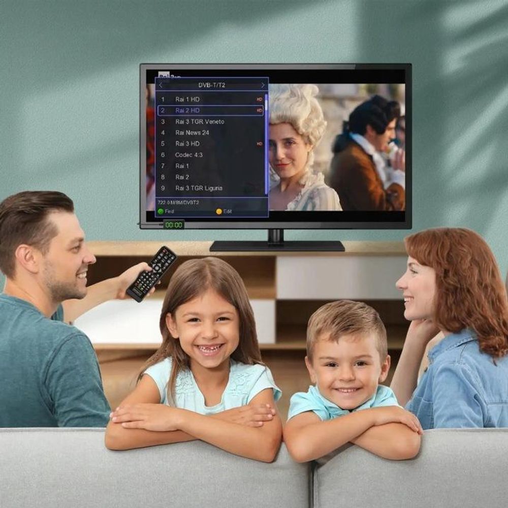 Sintonizzatore - Decoder satellitare - DVB-T2 HEVC H.265 WiFi - per televisione terrestre - Stick