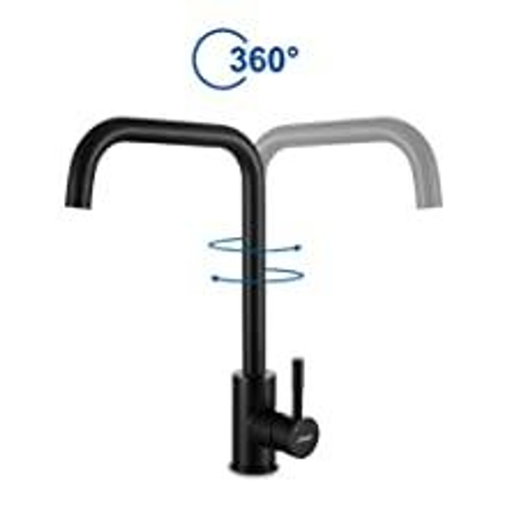 360° Drehbar Wasserhahn Küchenarmatur, 7-Form Spültischarmatur, Cecipa Niederdruck Küchenarmatur 304 Edelstahl, Einhandmischer, Schwarz