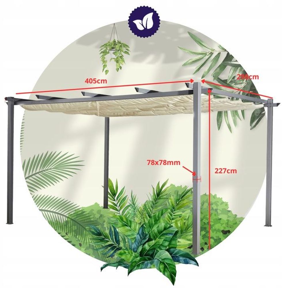 BelloGriardino | Gartenpergola 3 x 4 m - Ecru - Wetterfest - Elegantes Design - Sonnenschutz