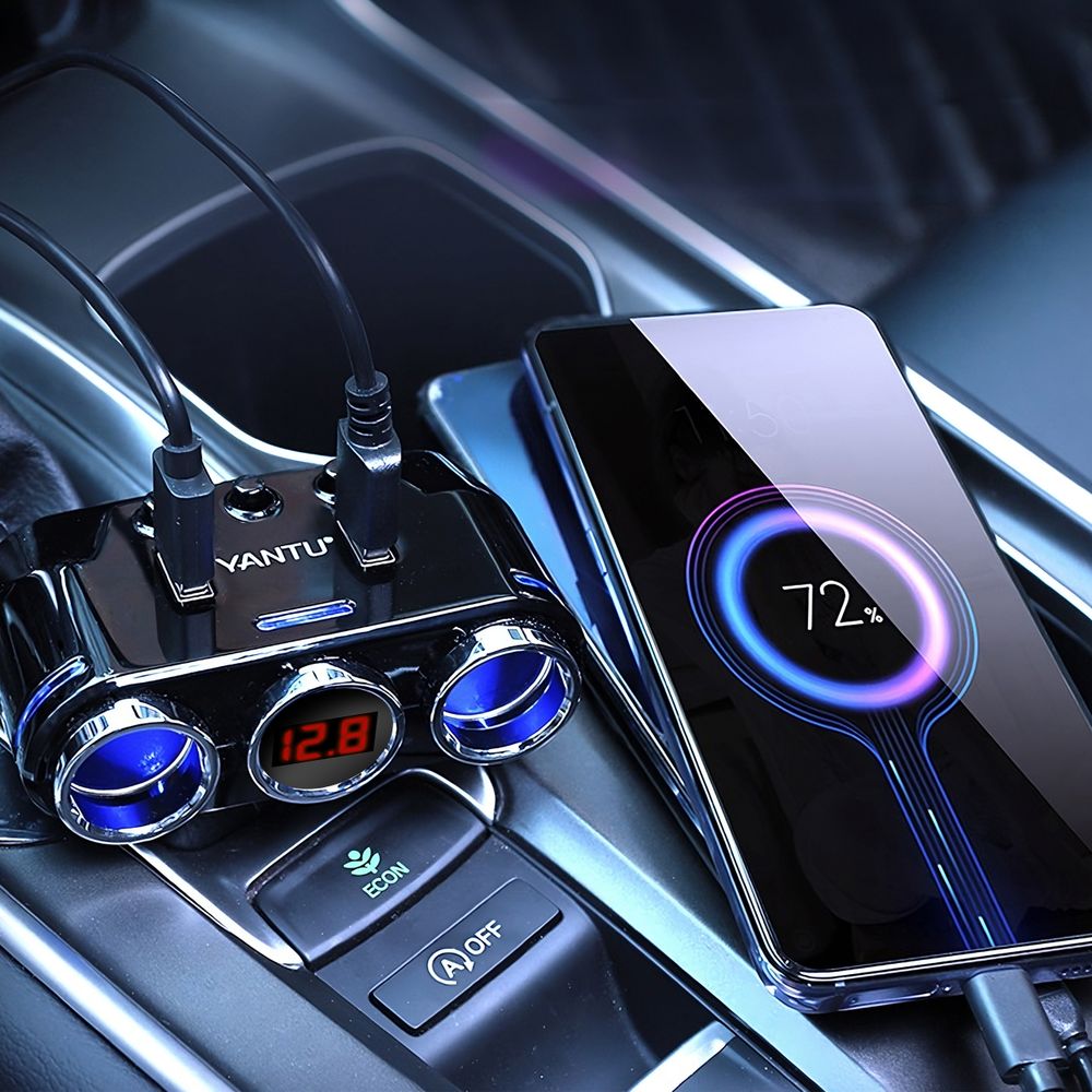 KFZ Auto 3 Steckdose Zigarettenanzünder Verteiler Adapter LED USB Ladegerät USB-Ladegerätadapter für Auto 100W 12V/24V Retoo
