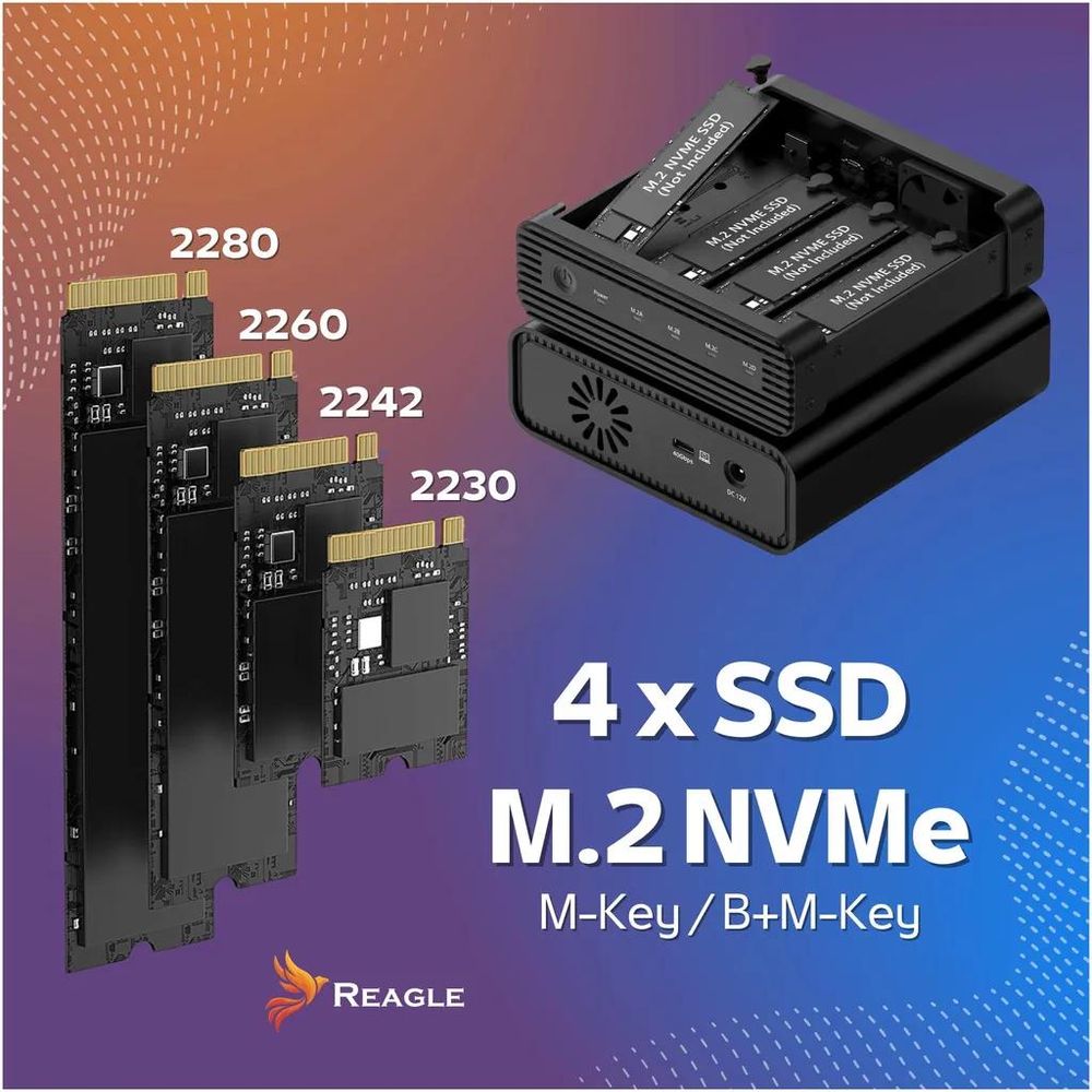 Reagle RE91M2 – gleichzeitiger Anschluss von vier M.2-NVMe-SSDs