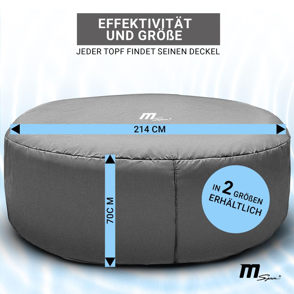 Miweba MSpa Thermoabdeckung | Rund - 214x70cm - Universal - 6 Personen Pool - Abdeckung - Cover - Schutzhülle - Wärmespeicher - Whirlpool Haube