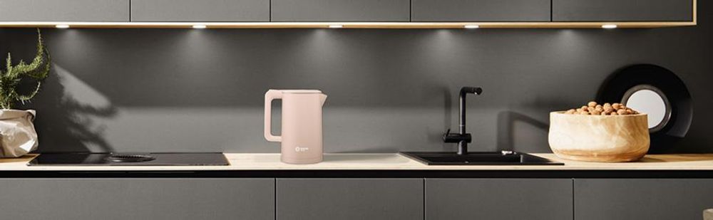 Balter Wasserkocher Edelstahl 1,7L, 2200W, BPA-frei, LED-Beleuchtung, Doppelwand, Teekessel mit Abschaltautomatik, Trockenlaufschutz, Pink