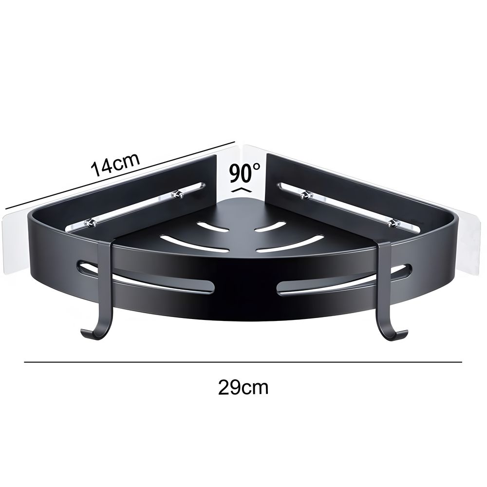 Retoo Duschregal ohne Bohrung mit Montagestoff, Duschablage Ecke Ohne Bohren, Dreieck Badregal aus Aluminium mit Haken, Badezimmer Regal 2 Stück Set