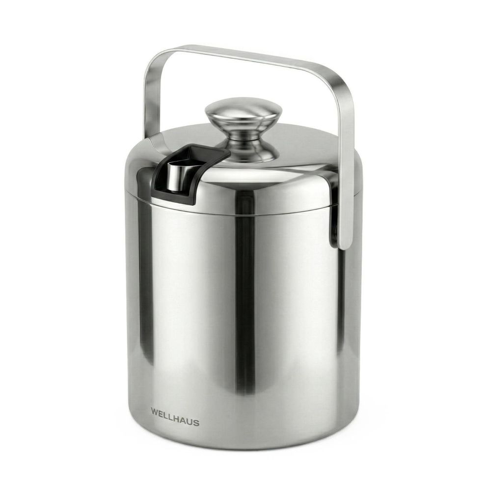 WELLHAUS Eiskübel mit Zange 1,3L aus Edelstahl