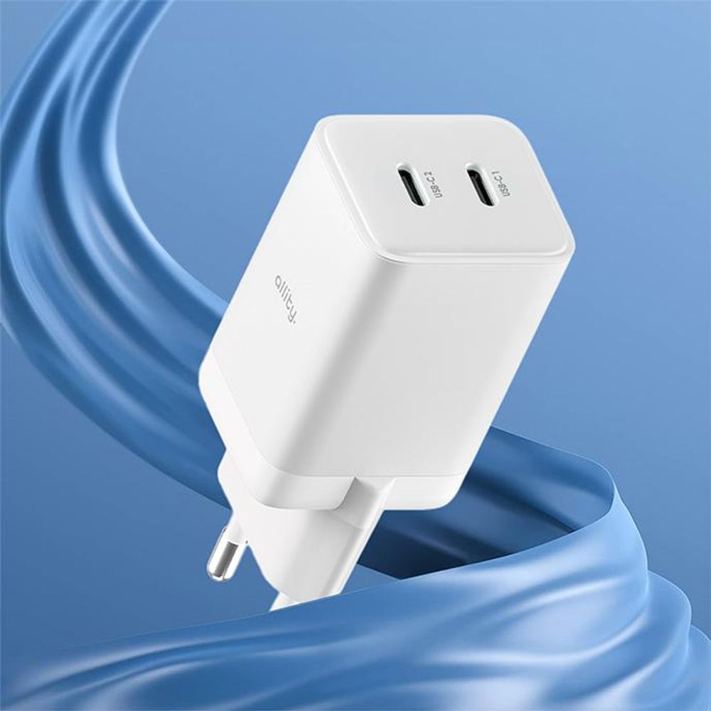 Allity ładowarka dwa USB-C 45W sieciowa GaN mocna szybka do laptopa telefon