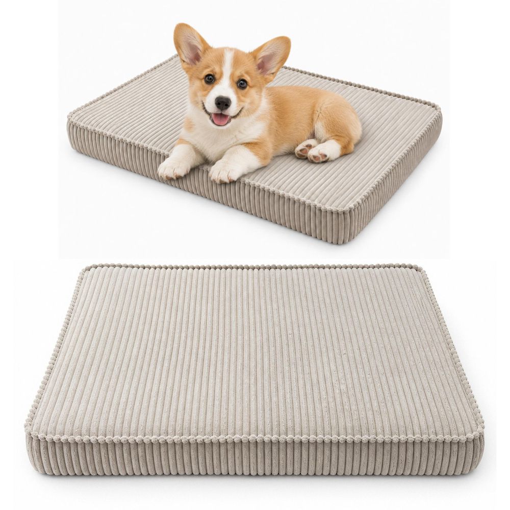 Hundebett Hundekissen Hundematte Cord 45X65X8 Cm Beige