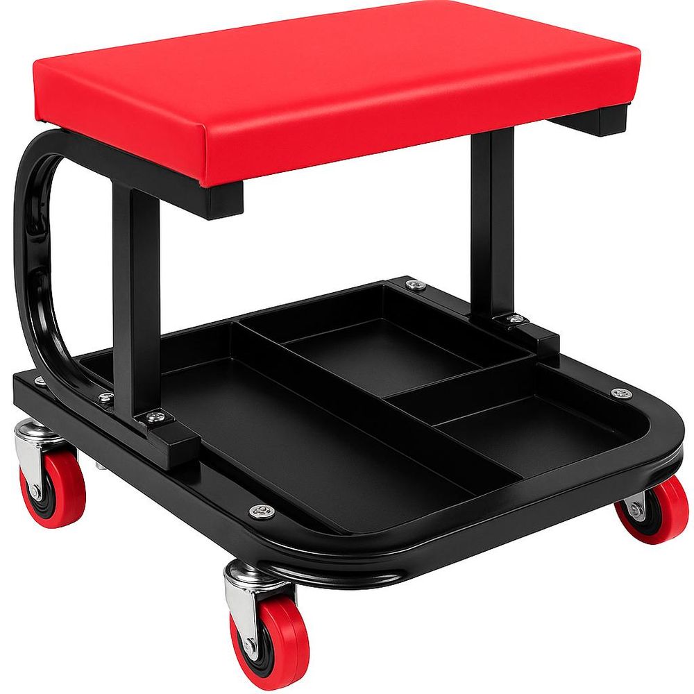 LUXTOM | Werkstatthocker mit Rollen, Rollhocker bis 150 kg belastbar, Werkstatt Rollsitz mit Schublade, Werkstattstuhl, Montagehocker, Rollbrett Werkstatt