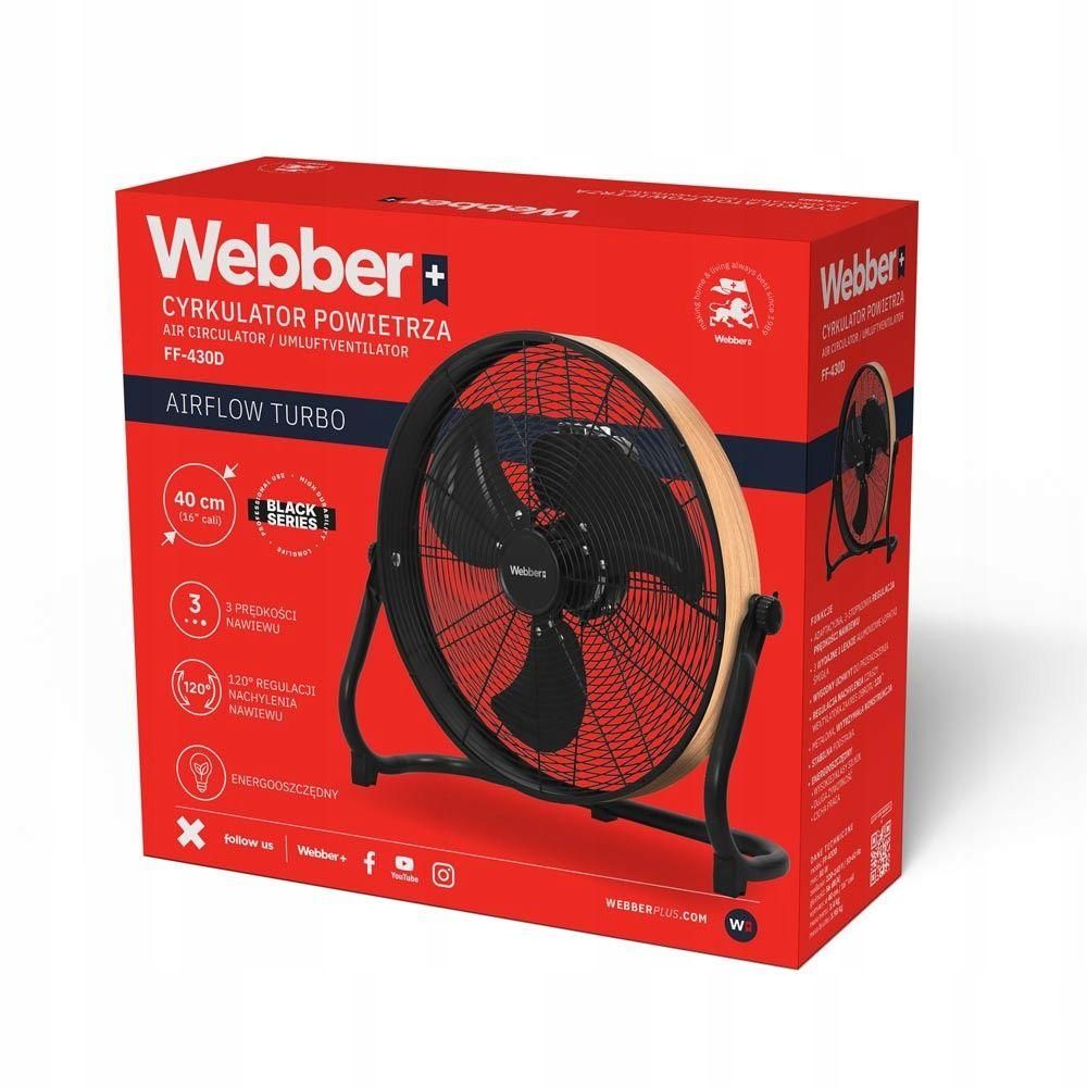 Podlahový ventilátor, veľký ventilátor, 40 cm, WEBBER, tichý