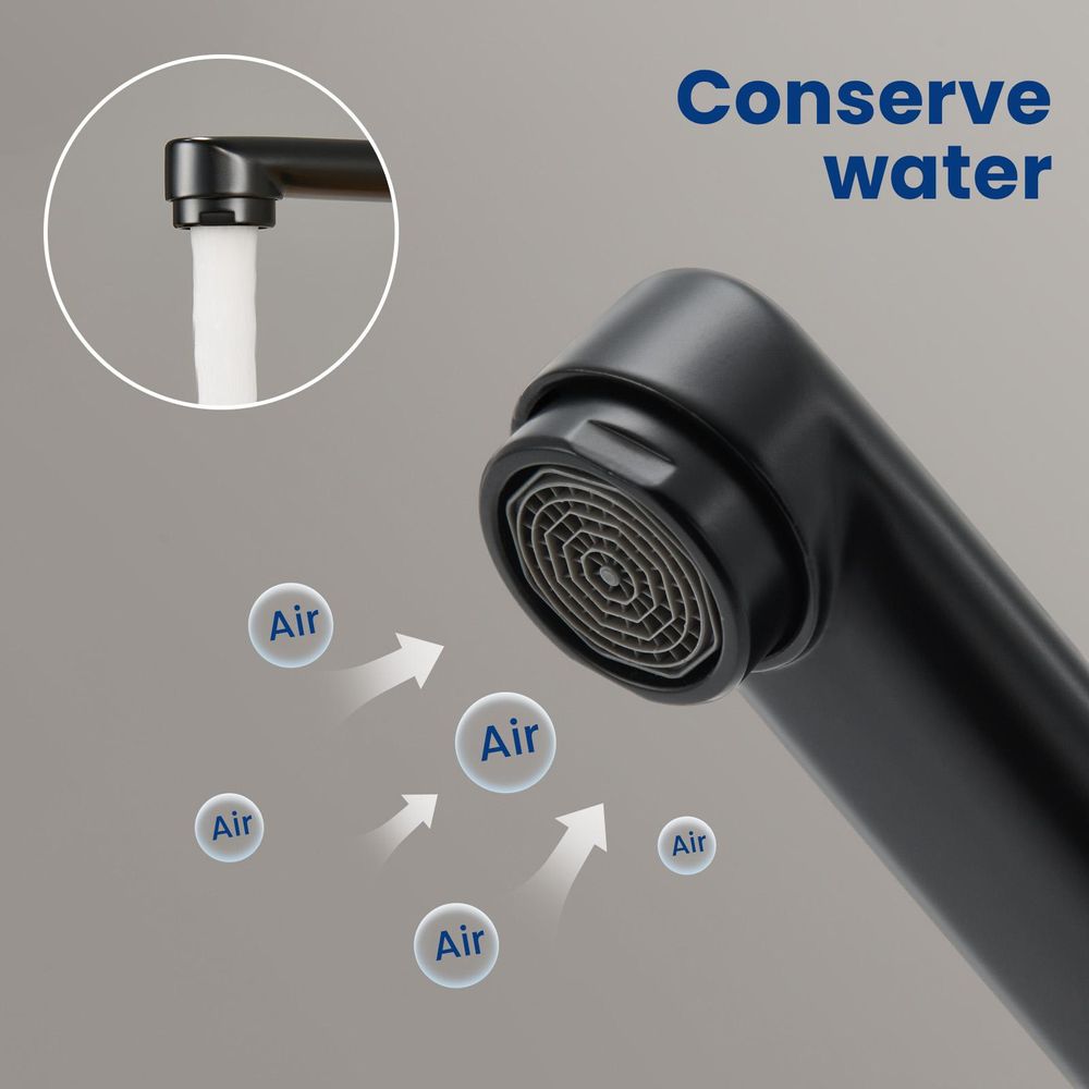Spültischarmatur Wandmontage, 360° Drehbar Edelstahl Küchenarmatur, Neoperl Spar-Perlator, Zweiloch, Cecipa Wasserhahn Küche, Schwarz Matt